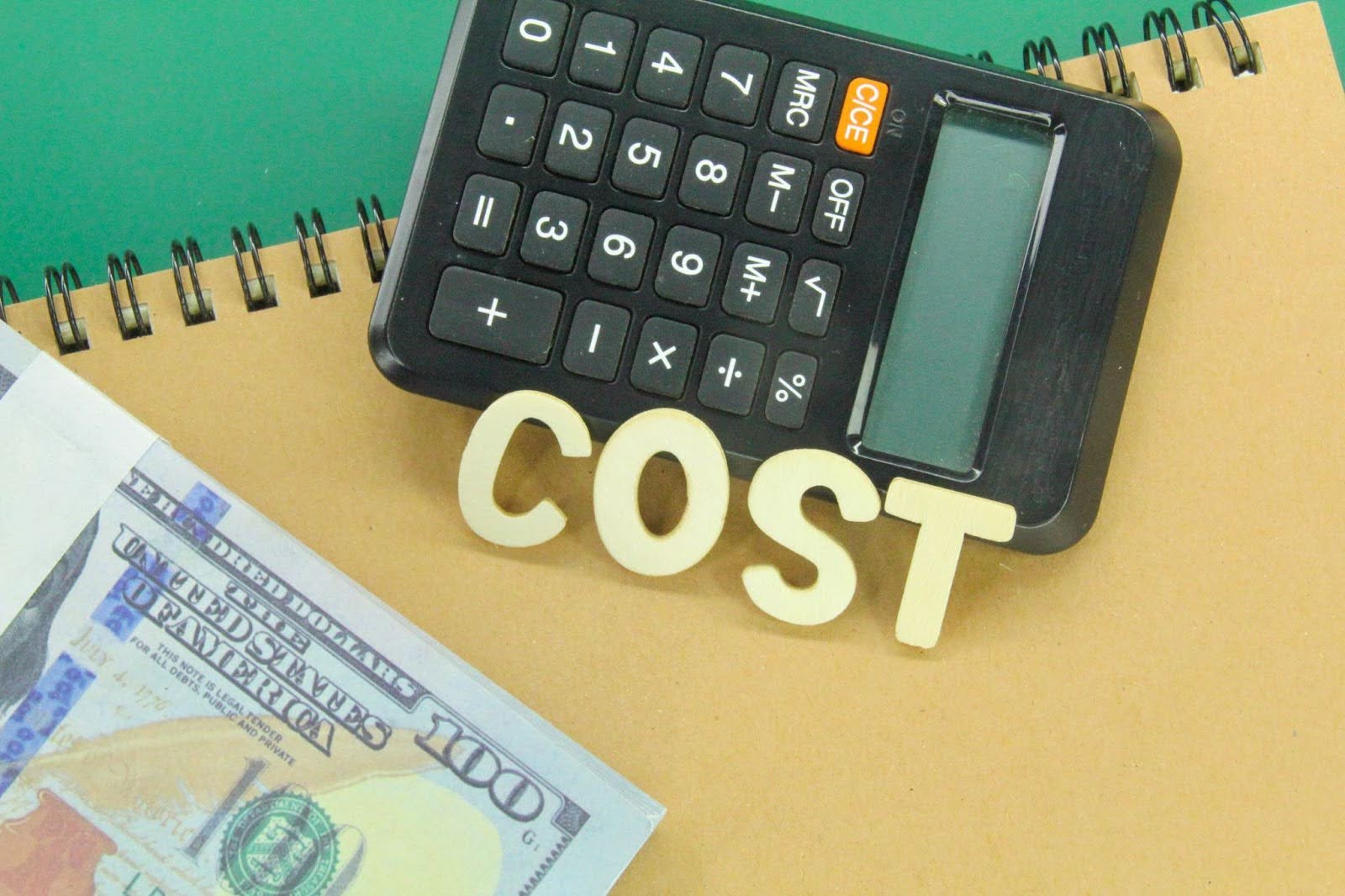 Bird control cost concept with calculator, money, and COST text.
